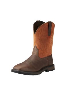 Botas De Trabajo Ariat Groundbreaker Anchos Square Puntera Steel Puntera Hombre Marrones | LAGT24653