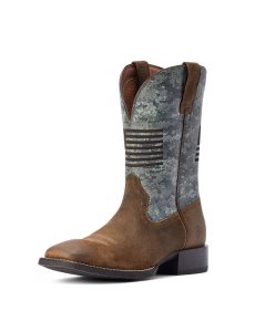 Botas Occidentales Ariat Deporte Flying Proud Hombre Gris Marrones | ZDHE84126