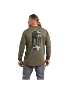 Camisas Ariat FR Air Rig Life Estampadas Hombre Verde Oliva | SFLX37846