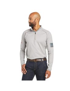 Camisas Ariat FR Combat Stretch Patriot 1/4 Zip Trabajo Hombre Plateadas | VIQT51872