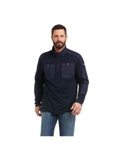 Camisas Ariat FR DuraLight 1/4 Zip Trabajo Hombre Azul Marino | SORL39574