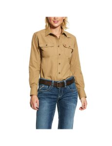 Camisas Ariat FR Featherlight Trabajo Mujer Kaki | FDVI29548