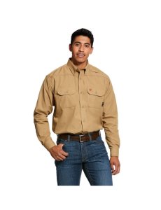 Camisas De Traje Ariat FR Featherlight Trabajo Hombre Kaki | ATBZ31849