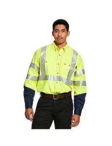 Camisas De Traje Ariat FR Hi-Vis Trabajo Hombre Amarillo | OJGL36085