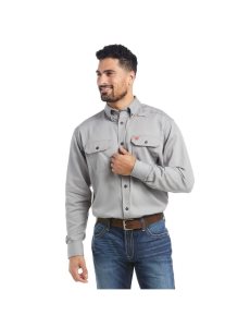 Camisas De Traje Ariat FR Solid Trabajo Hombre Plateadas | OASL53172