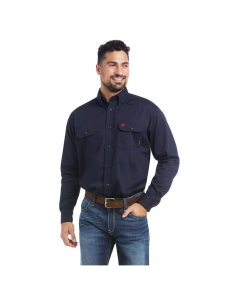 Camisas De Traje Ariat FR Solid Trabajo Hombre Azul Marino | VIAY75620