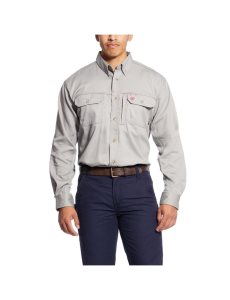 Camisas De Traje Ariat FR Solid Vent Trabajo Hombre Plateadas | IQNA60945