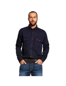 Camisas De Traje Ariat FR Solid Vent Trabajo Hombre Azul Marino | PXDU96120