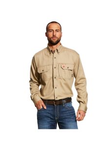 Camisas De Traje Ariat FR Solid Vent Trabajo Hombre Kaki | RFHG49026