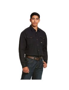 Camisas De Traje Ariat Rebar Made Tough DuraStretch Trabajo Hombre Negras | FLWT54830