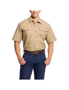 Camisas De Traje Ariat Rebar Made Tough DuraStretch Trabajo Hombre Kaki | NIWM49608