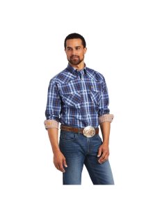 Camisas De Traje Ariat Relentless Inexorable Stretch Classic Fit Snap Hombre Azules | UCGS48609