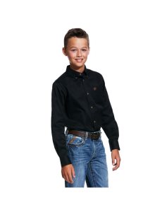 Camisas De Traje Ariat Solid Twill Classic Fit Niños Negras | GJQO24308