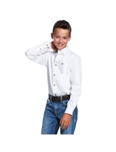 Camisas De Traje Ariat Solid Twill Classic Fit Niños Blancas | SFPG37601