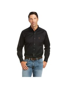 Camisas De Traje Ariat Solid Twill Fitted Hombre Negras | LRSI81907