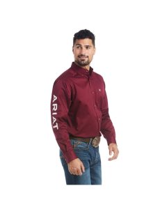 Camisas De Traje Ariat Team Logo Twill Classic Fit Hombre Burdeos | AXNV60418