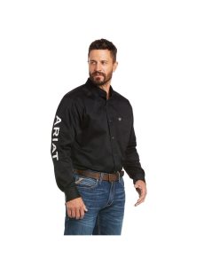 Camisas De Traje Ariat Team Logo Twill Classic Fit Hombre Negras Blancas | KGSE30698