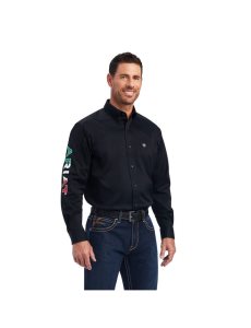 Camisas De Traje Ariat Team Logo Twill Classic Fit Hombre Negras | MIQE64709