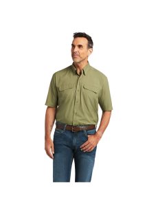 Camisas De Traje Ariat VentTEK Outbound Classic Fit Hombre Verde Oscuro | LRUK10354