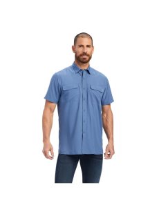 Camisas De Traje Ariat VentTEK Outbound Fitted Hombre Azules | PQTA38162