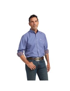 Camisas De Traje Ariat Wrinkle Free Cairo Classic Fit Hombre Azules | VQAK10957