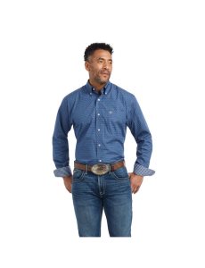 Camisas De Traje Ariat Wrinkle Free Eaden Fitted Hombre Azul Marino | VNGH48713