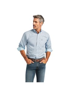 Camisas De Traje Ariat Wrinkle Free Yair Fitted Hombre Azules | MHLD84720