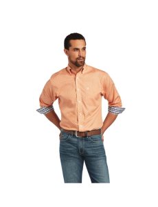 Camisas De Traje Ariat Wrinkle Free Yakov Fitted Hombre Coral | OBXL76425