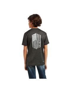 Camiseta Ariat Charger Vertical Flag Tee Niños Gris | QSPD90675