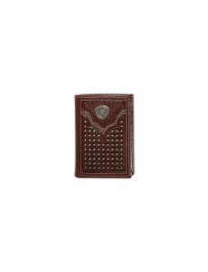 Carteras Ariat Lattice embossed trifold Hombre Marrones | WQOR14965