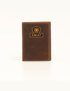 Carteras Ariat Yellow logo trifold Hombre Marrones | TGDM67893