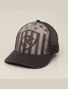 Gorras Ariat Shield embossed Hombre Gris | SXGE83927