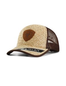 Gorras Ariat Shield patch natural weave Hombre Marrones | GBEH51976