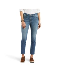 Jeans Ariat Premium High Rise Directo Crop Mujer Azules | GHXC38592