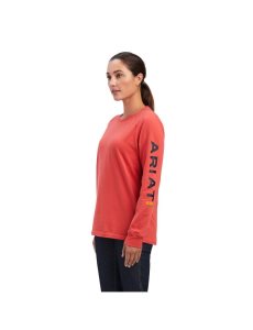 Ropa De Trabajo Ariat Rebar Algodon Strong Logo Estampadas Mujer Indigo | CPWN85791