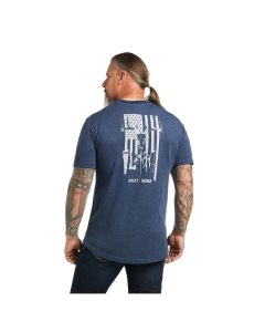 Ropa De Trabajo Ariat Rebar Algodon Strong American Outdoors T Shirts Hombre Azul Marino | FHDI16529