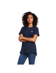 Ropa De Trabajo Ariat Rebar Algodon Strong T Shirts Mujer Azul Marino | FUCL72418