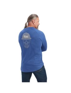 Ropa De Trabajo Ariat Rebar Algodon Strong Roughneck Estampadas T Shirts Hombre Azules | NKCH29501