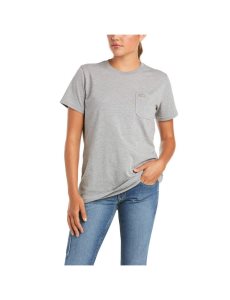 Ropa De Trabajo Ariat Rebar Algodon Strong T Shirts Mujer Gris | ZYAR49102