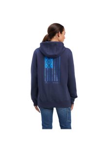 Ropa De Trabajo Ariat Rebar Aztec Flag Estampadas Hoodie Mujer Indigo | OIBY46780