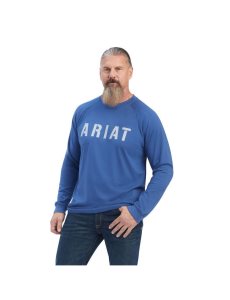 Ropa De Trabajo Ariat Rebar CottonStrong Block T Shirts Hombre Azules | ULXT60328