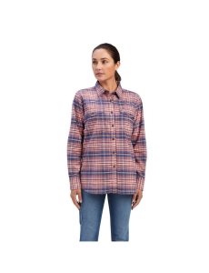 Ropa De Trabajo Ariat Rebar Flannel DuraStretch Trabajo Shirts Mujer Rosas | JUFI52849