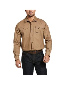 Ropa De Trabajo Ariat Rebar Made Tough DuraStretch Trabajo Shirts Hombre Kaki | DPTJ17906