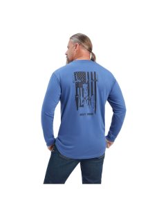 Ropa De Trabajo Ariat Rebar Outdoor Estampadas T Shirts Hombre Azul Marino | TKFA72910