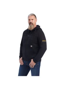 Ropa De Trabajo Ariat Rebar Regulator Full Zip Hoodie Hombre Negras | KVXB08163