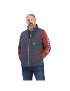 Ropa De Trabajo Ariat Rebar Valiant Stretch Lona Agua Resistant Insulated Vest Hombre Gris | WKMZ67302