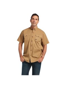 Ropa De Trabajo Ariat Rebar Washed Twill Trabajo Shirts Hombre Kaki | EGZS39460