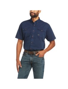 Ropa De Trabajo Ariat Rebar Washed Twill Trabajo Shirts Hombre Azul Marino | HNRU80954