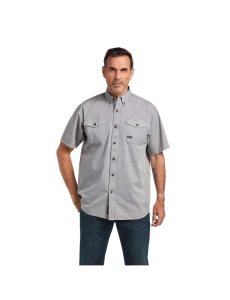 Ropa De Trabajo Ariat Rebar Washed Twill Trabajo Shirts Hombre Plateadas | USVE28359