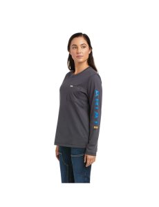 Ropa De Trabajo Ariat Rebar Workman Logo T Shirts Mujer Gris Azules | TWSP74213